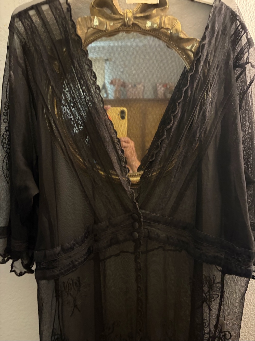 Sheer Black Lace Robe - Elegant Women’s Intimates by NATAYA